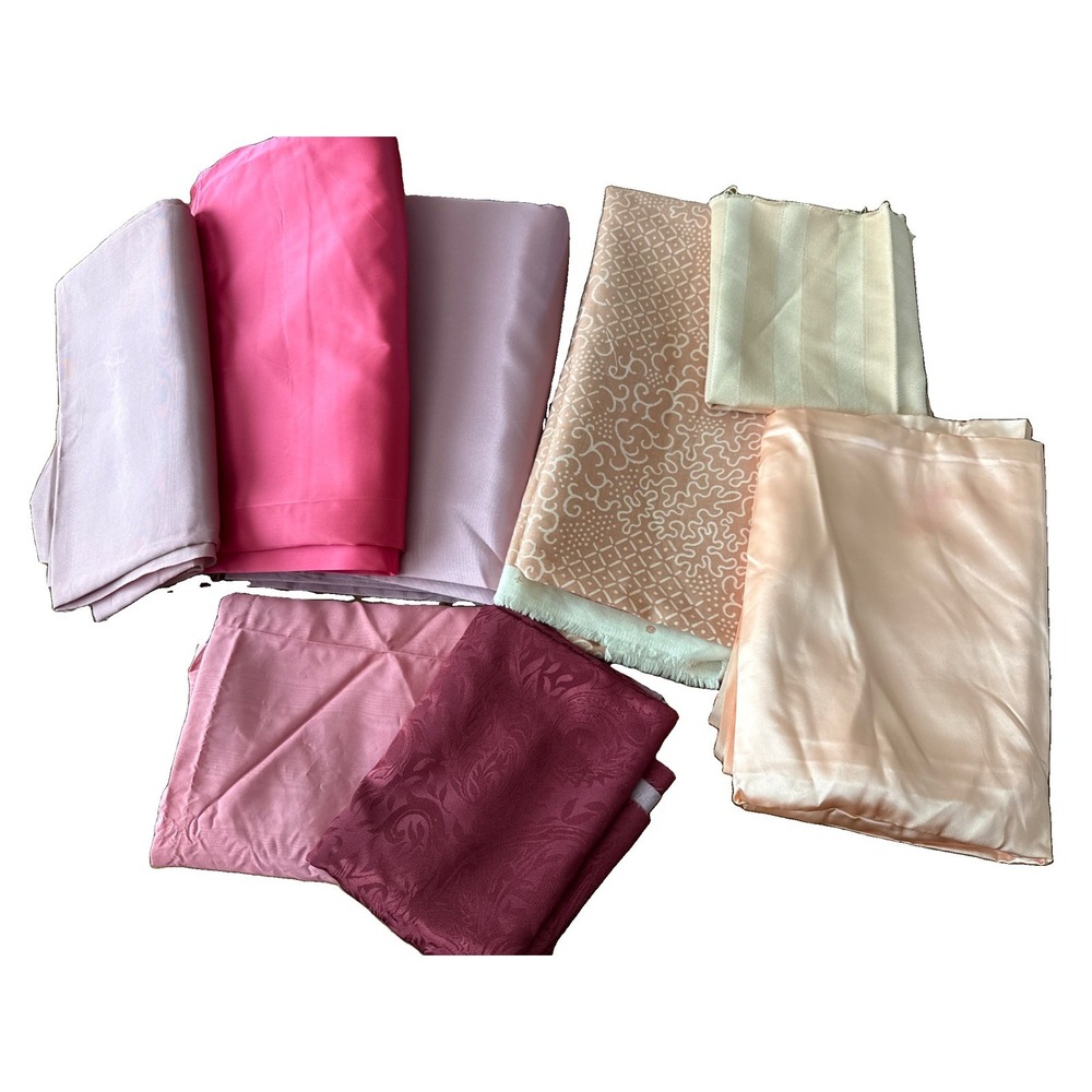 5.5 Lb Vtg Satin Fabric Lot Pink Craft Remnant Sew Material Damask Moire Silky